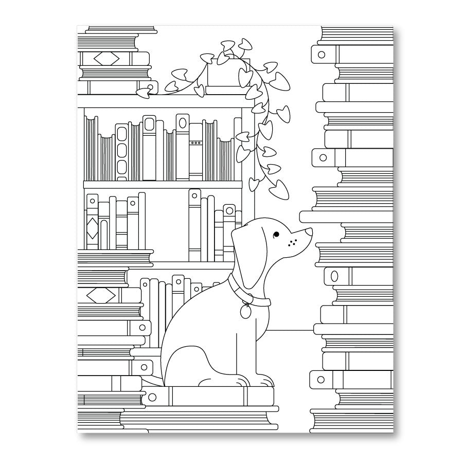 Printable coloring page dogs and books the new york public library