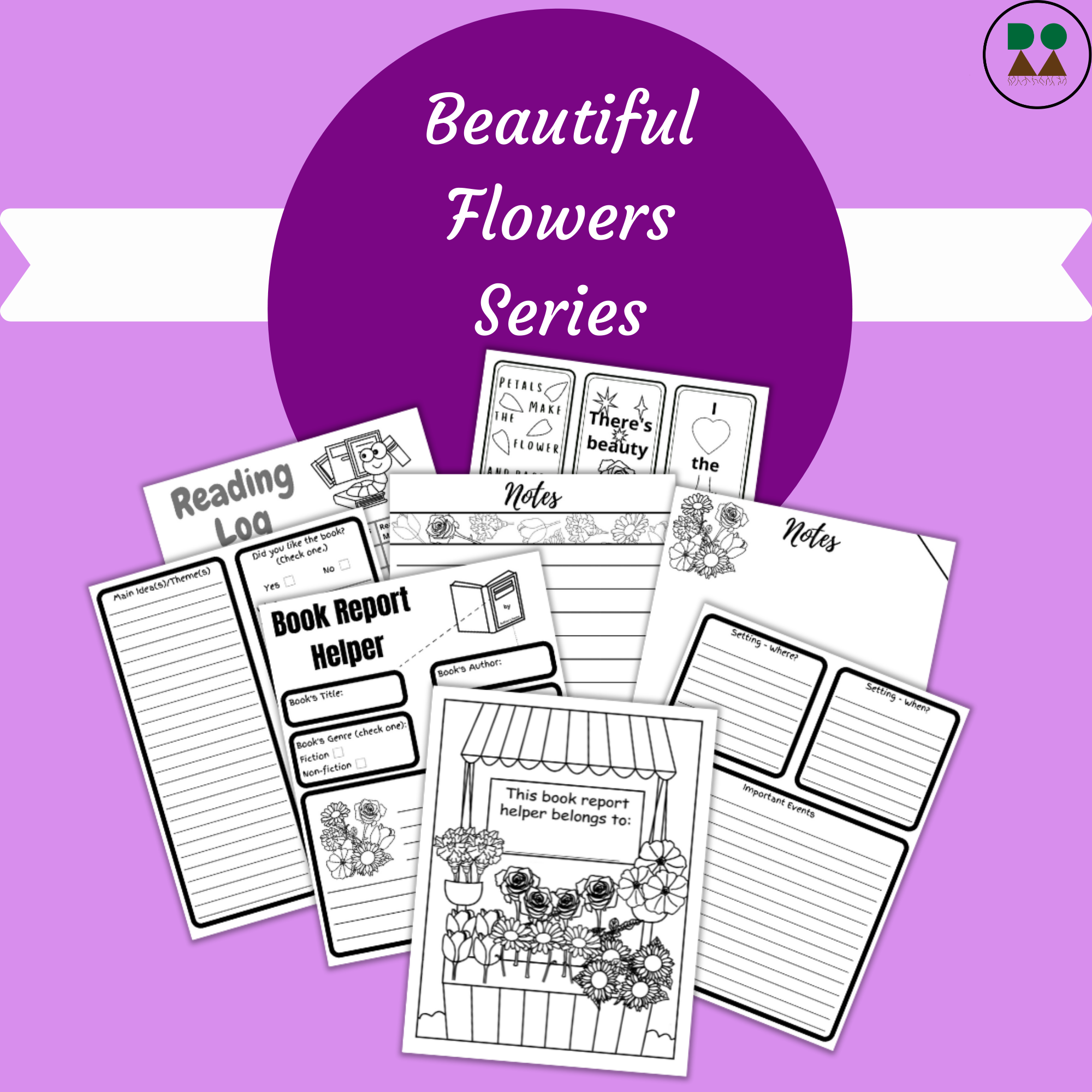 Beautiful flowers book report helper bookmarks and reading log coloring pages reading and writing incentives