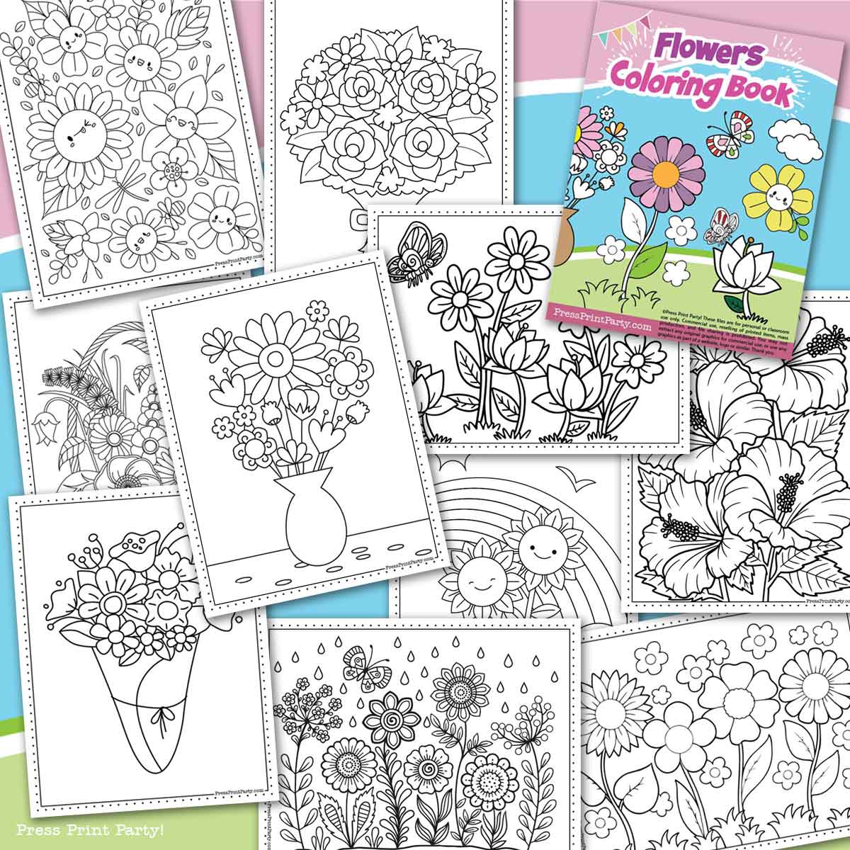 Coloring pages of flowers for kids and adults free printable