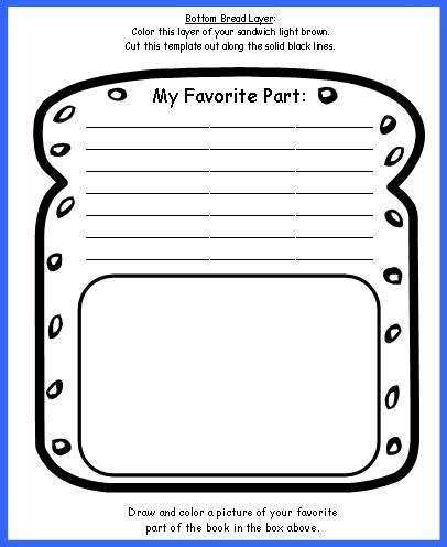 Sandwich book report printable template