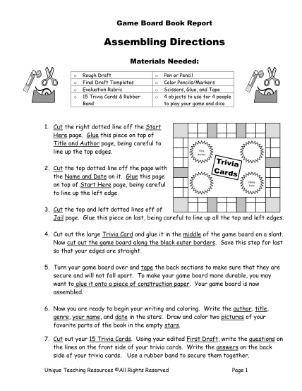 Book report template page