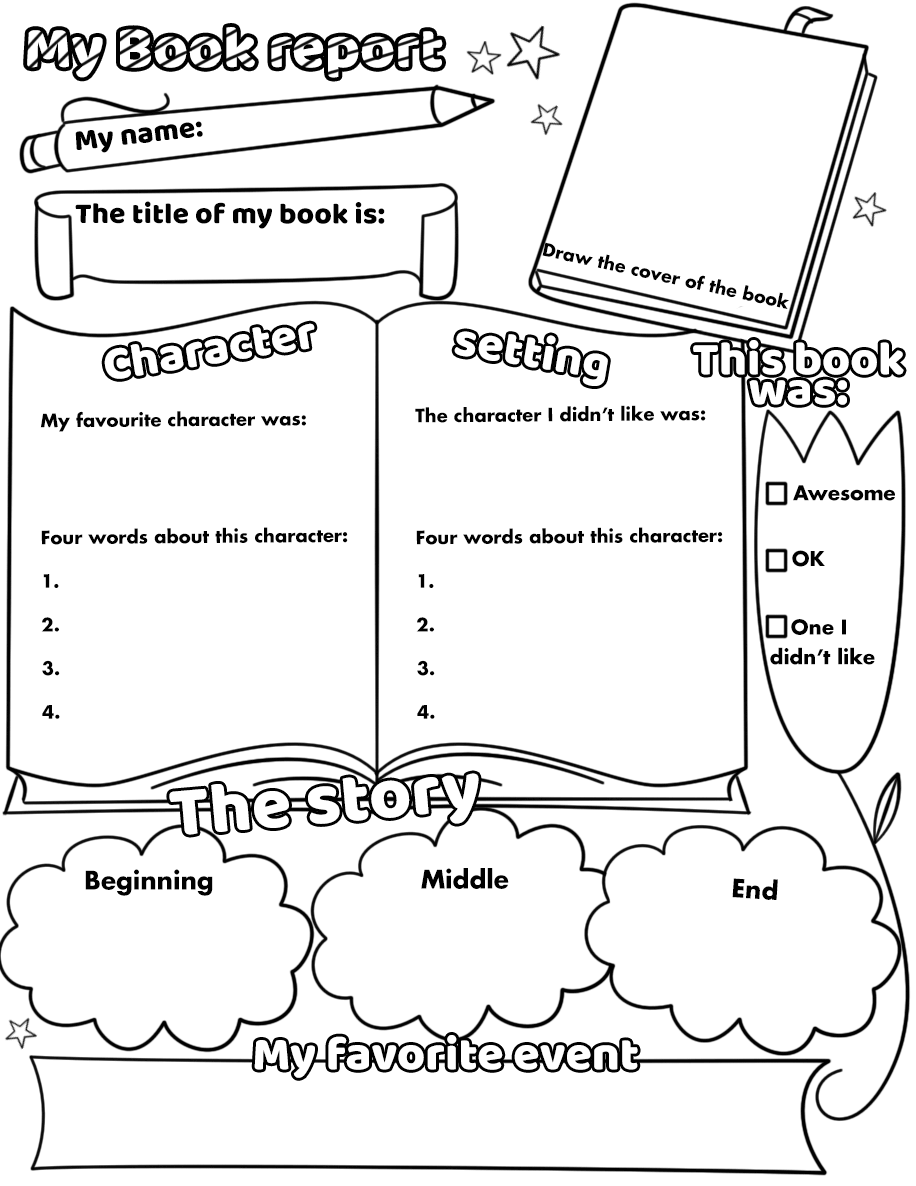 My book report printable worksheet free printable papercraft templates