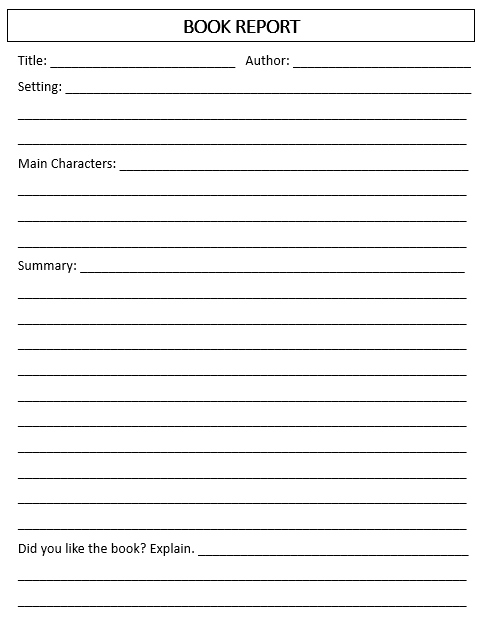 Printable book reports