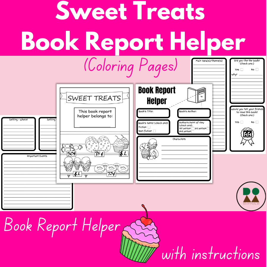 Sweet treats book report helper coloring pages reading and writing incentive