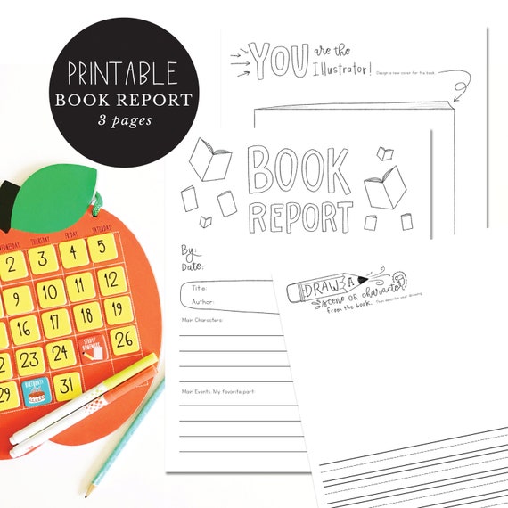 Book report printable book report hand illustrated