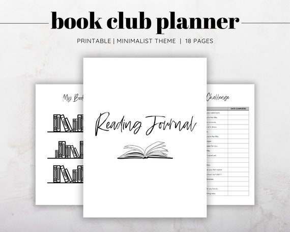 Reading journal printable book club planner printable reading list reading log book review reading wishlist bookshelf coloring page