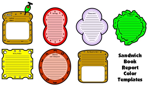 Sandwich book report project templates printable worksheets and rubric