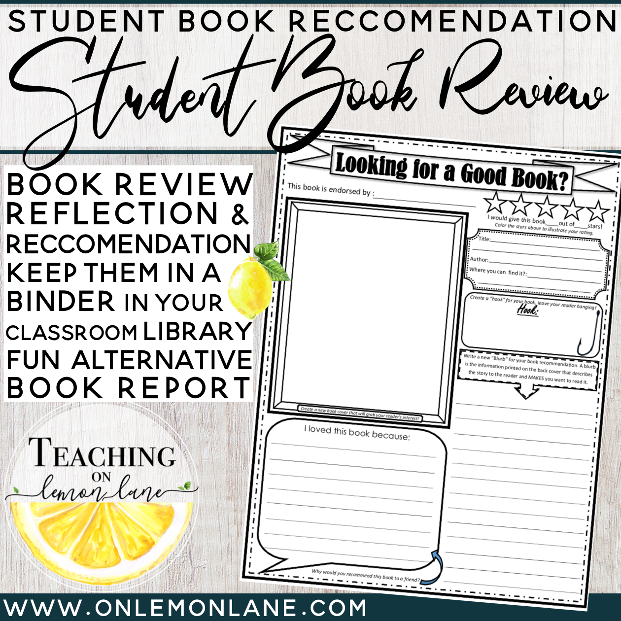 Book remendation sheet review alternative book report template reflection