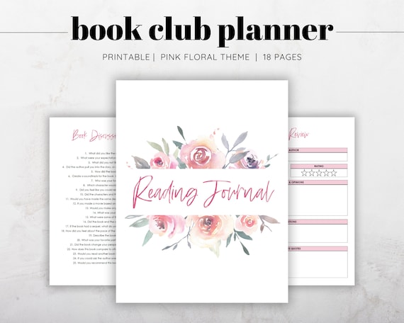 Reading journal printable book club planner printable reading list reading log book review reading wishlist bookshelf coloring page