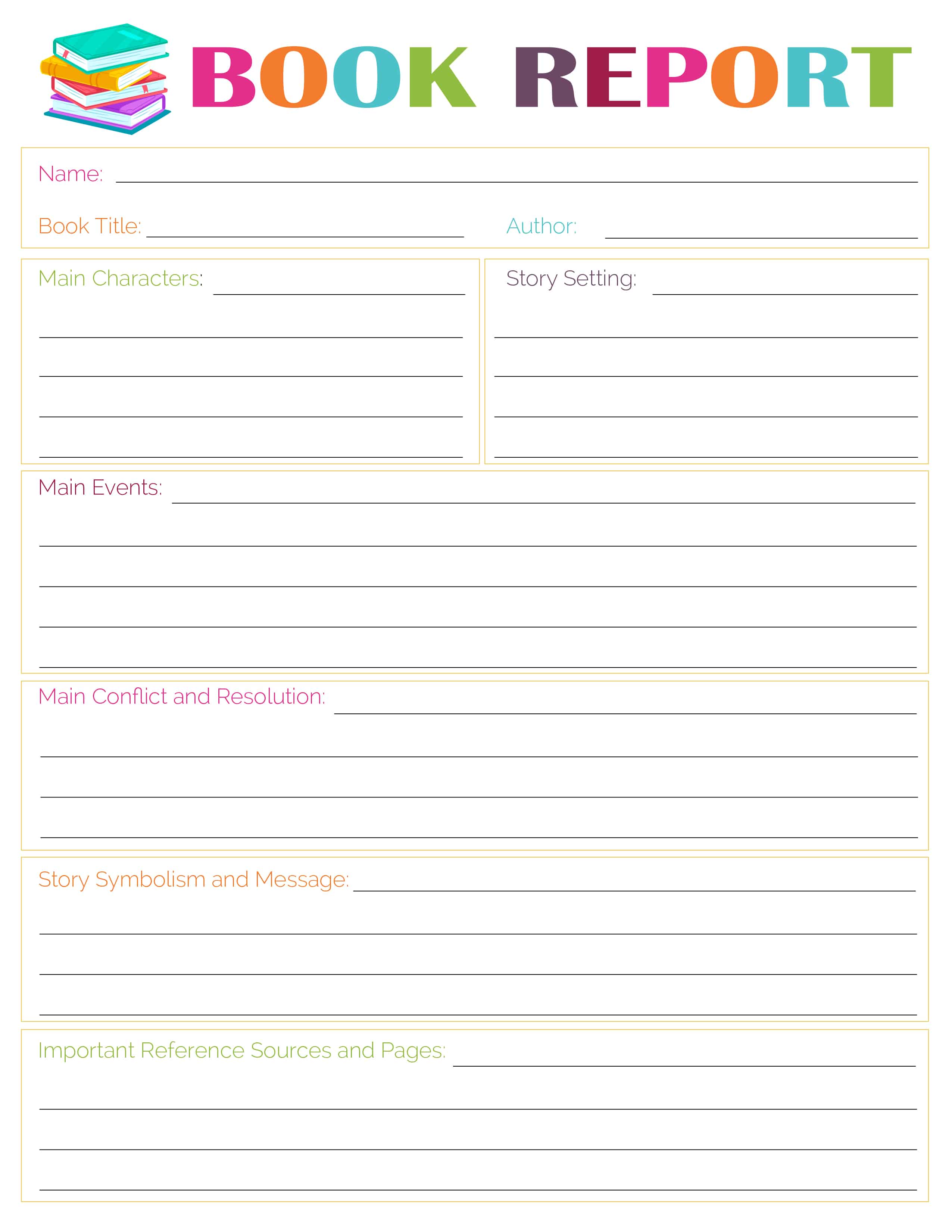 Free printable book report templates