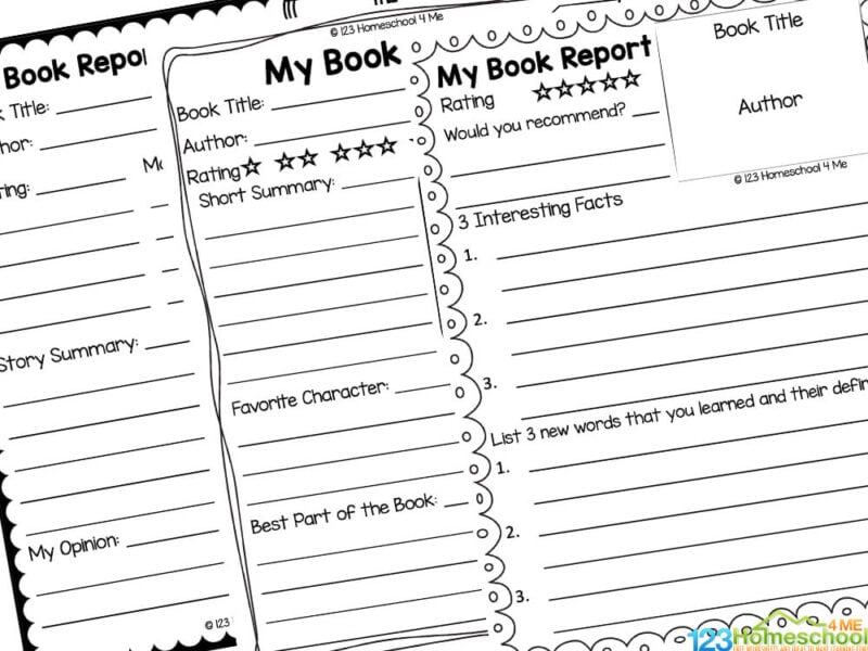 Free printable book report worksheets and template form