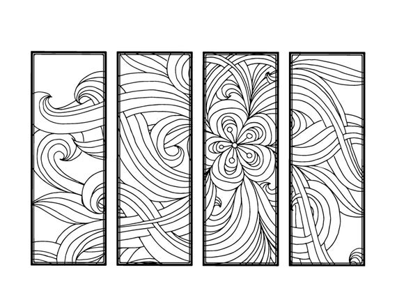 Diy bookmarks set of printable coloring page adult coloring pages instant download gifts for bookworm