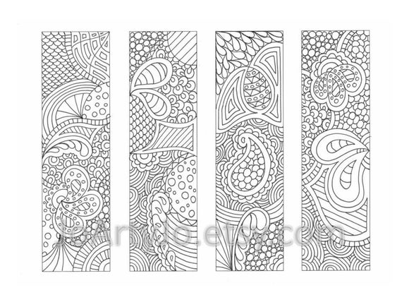 Printable bookmarks coloring page zendoodle zentangle inspired printable instant download sheet download now