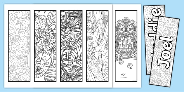 Editable name mindfulness coloring bookmarks