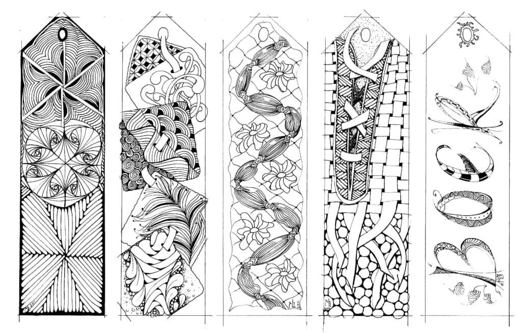 Bookmarks for adult coloring page