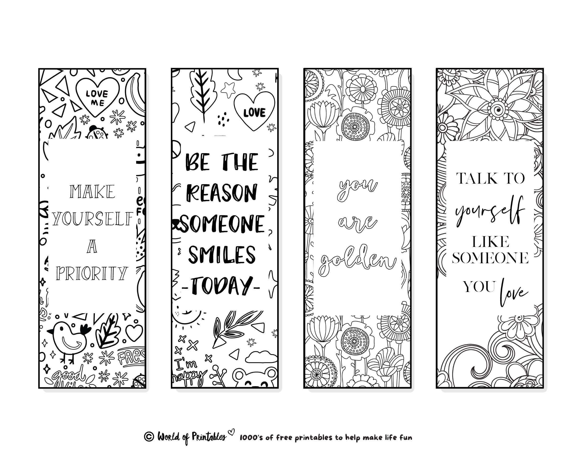 Printable bookmarks to color for adults kids