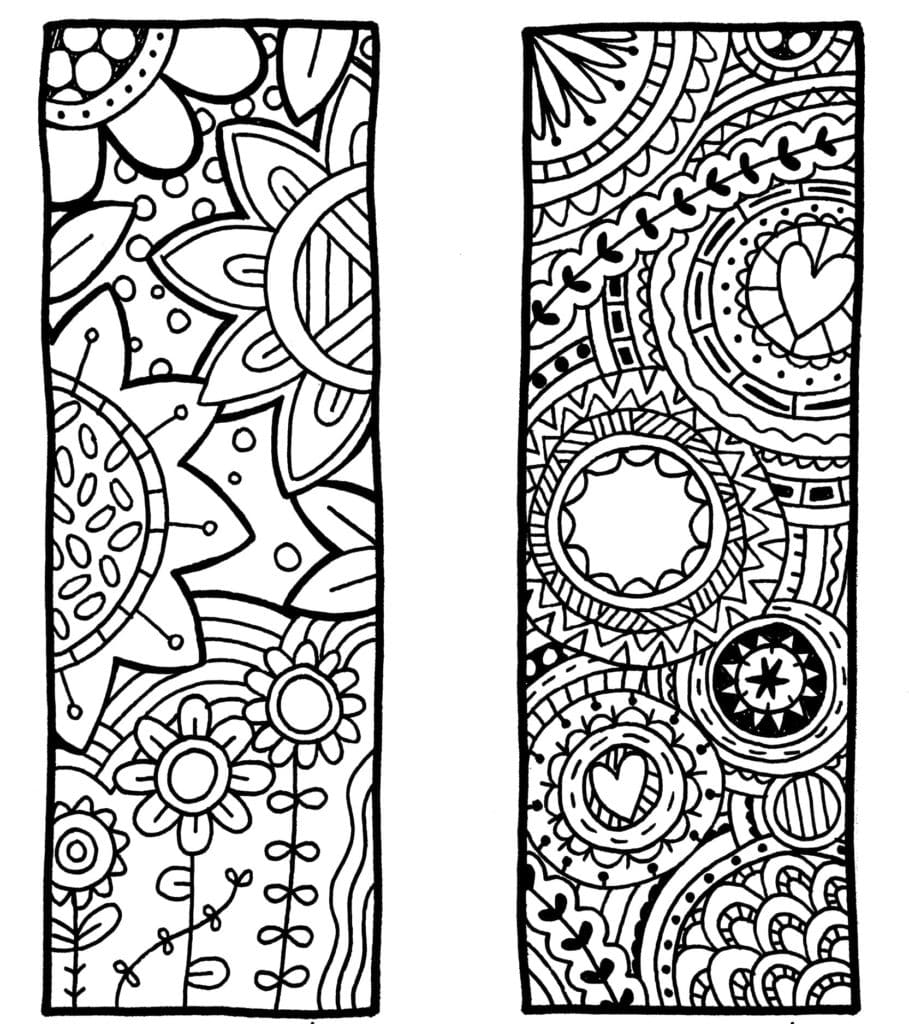 Bookmarks for adult coloring page