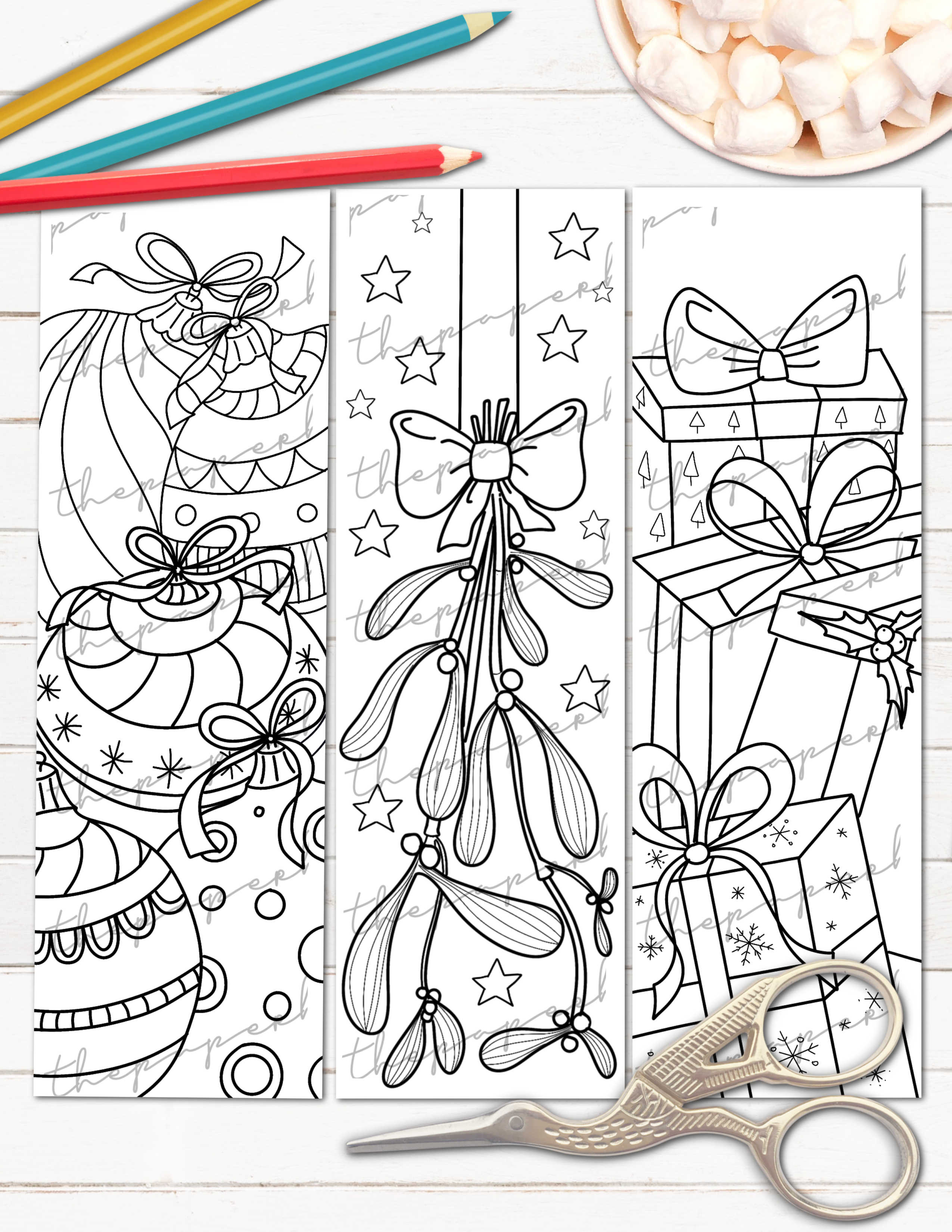 Christmas printable bookmarks free