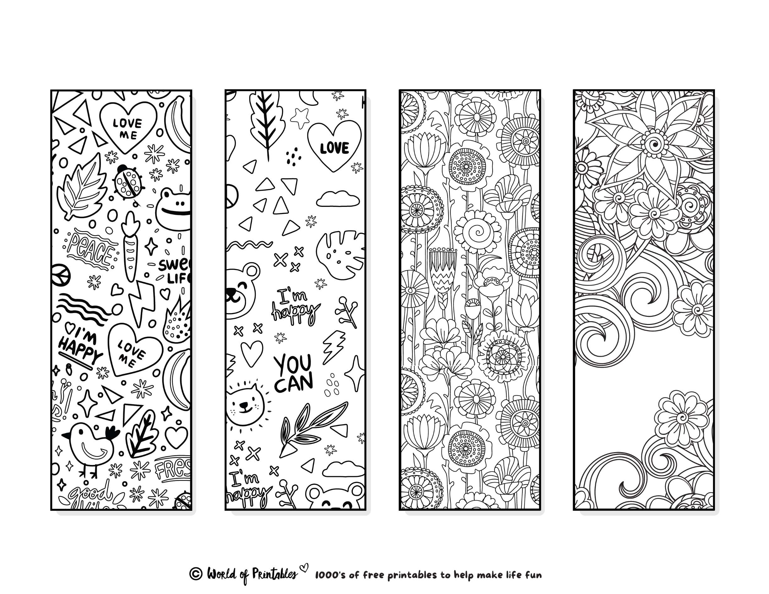 Printable bookmarks to color for adults kids