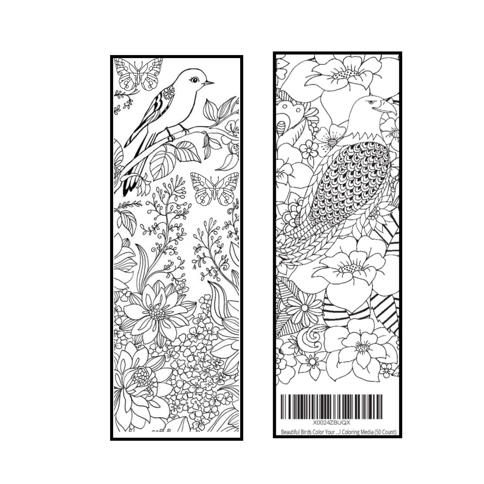 Beautiful birds color your own bookmarks anti stress art therapy adult colorg count office products