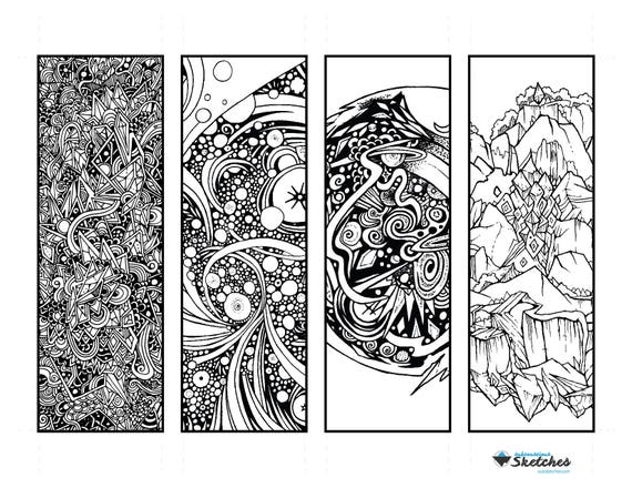 Adult coloring bookmarks printable coloring page for adults and kids instant download digital download cosmic art zenoodle download now