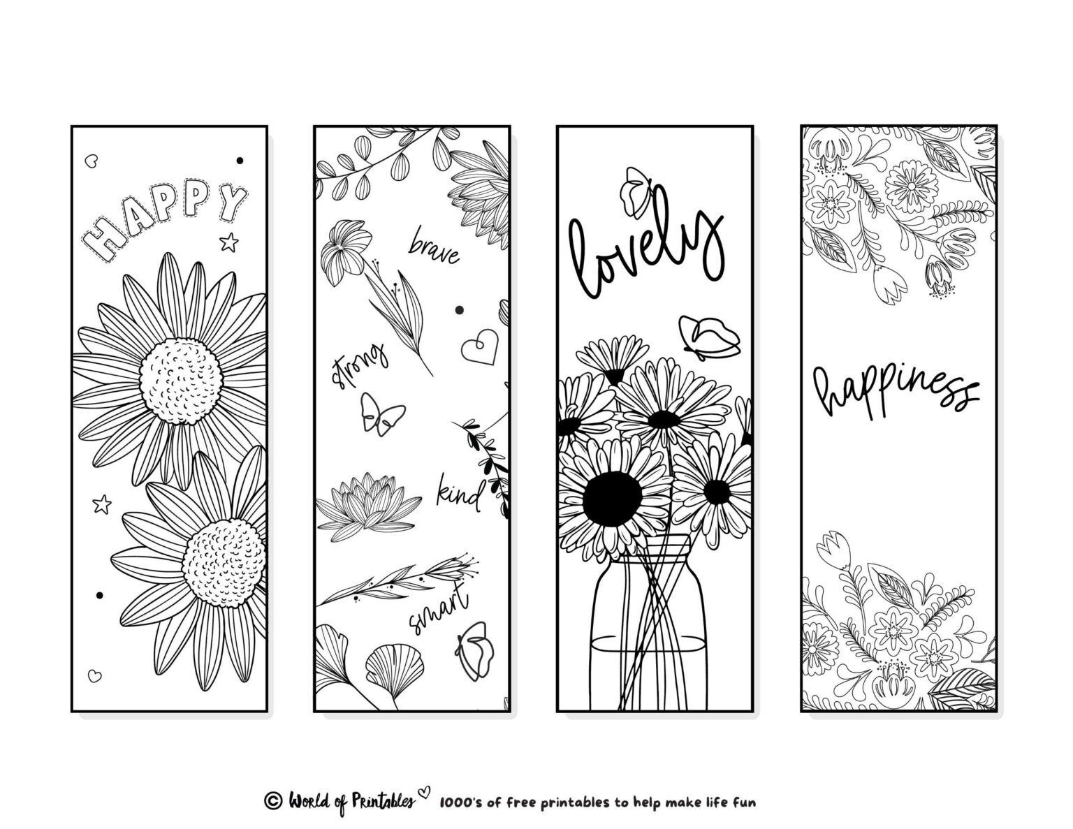 Printable bookmarks to color for adults kids