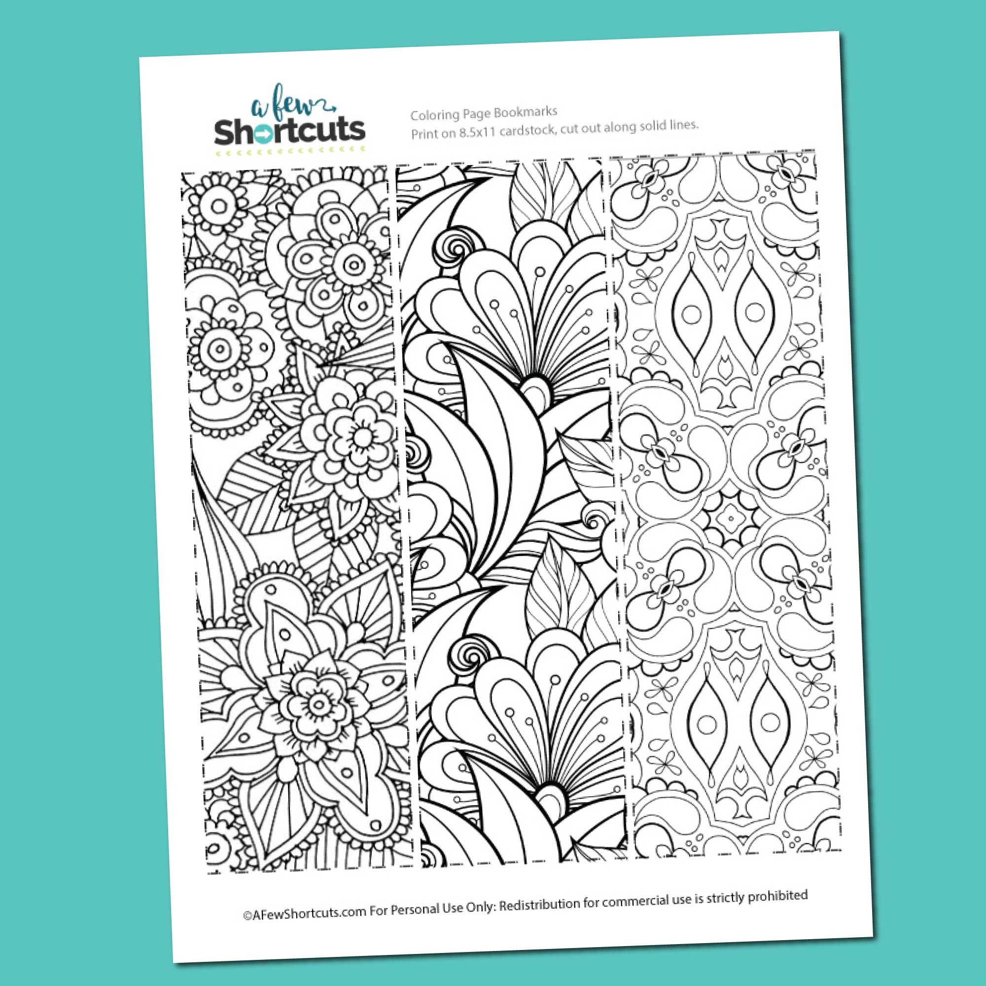 Free printable coloring page bookmarks