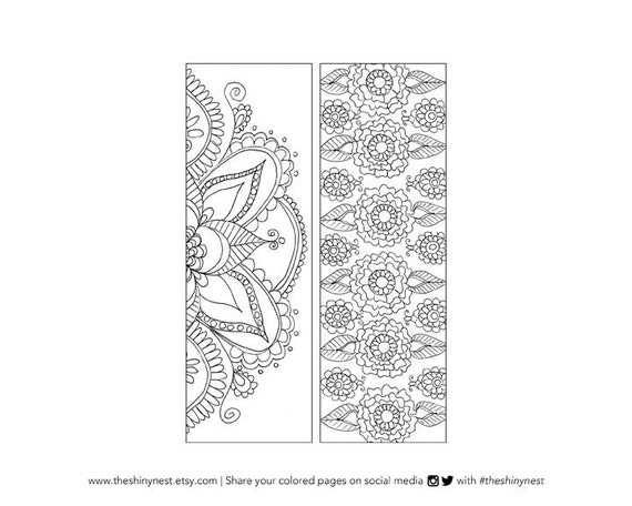 Coloring bookmarks printable coloring page printable bookmark plicated colouring pages for adults instant download download now