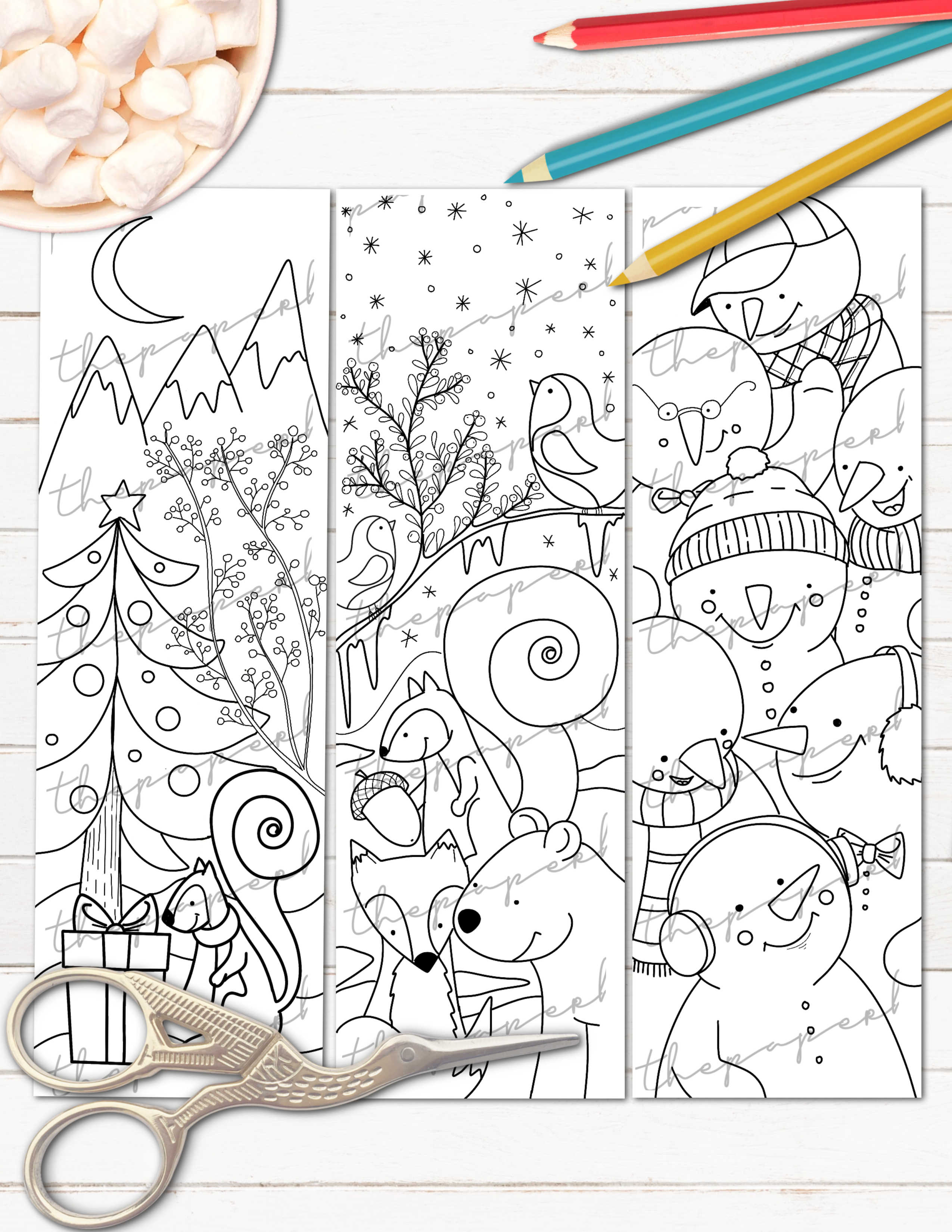 Christmas printable bookmarks free