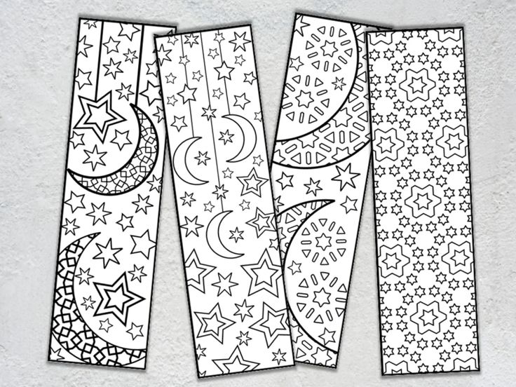 Coloring bookmarks moon and stars coloring page coloring sheets for adults bookmarks to color print and color pdf digital download