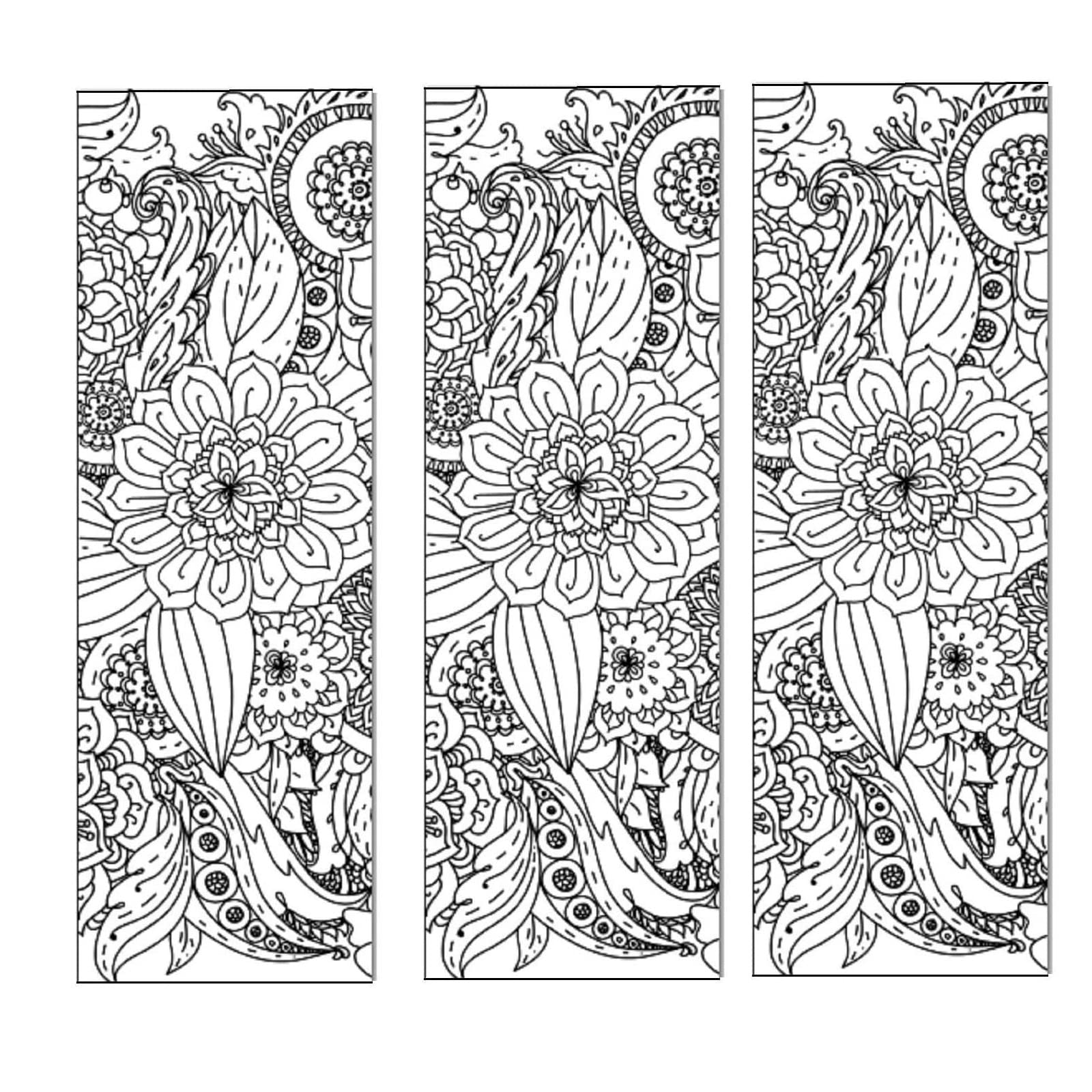 Floral flower coloring bookmarks