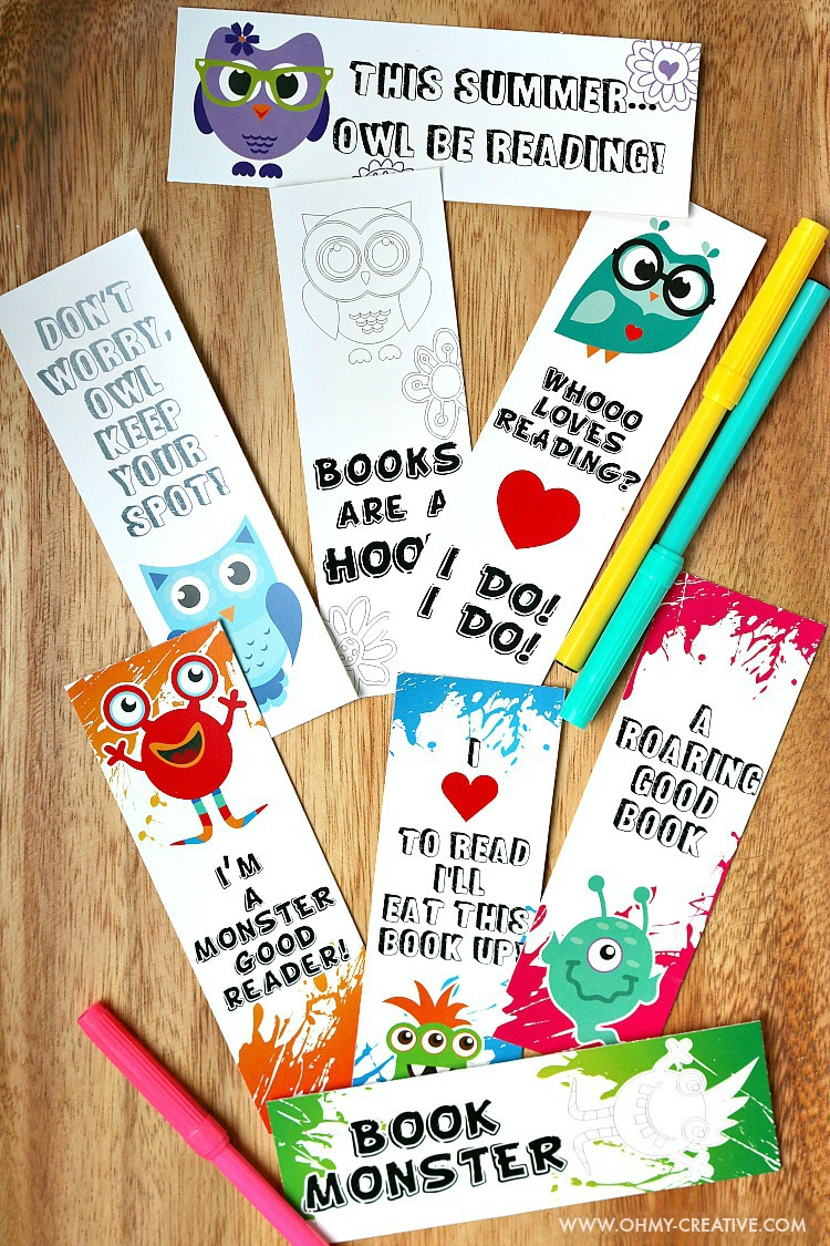 Printable bookmark coloring pages for kids