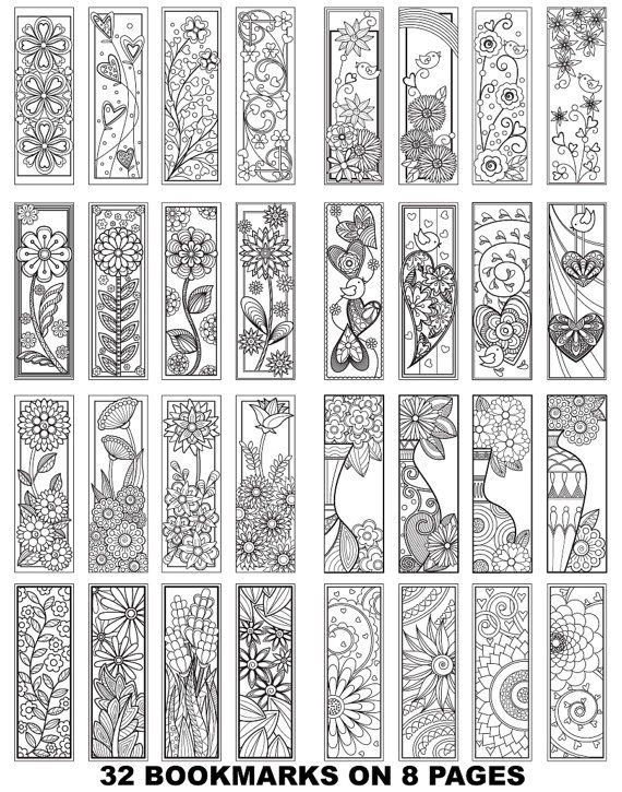 Coloring bookmarks printable adult coloring pages bookmarks instant download