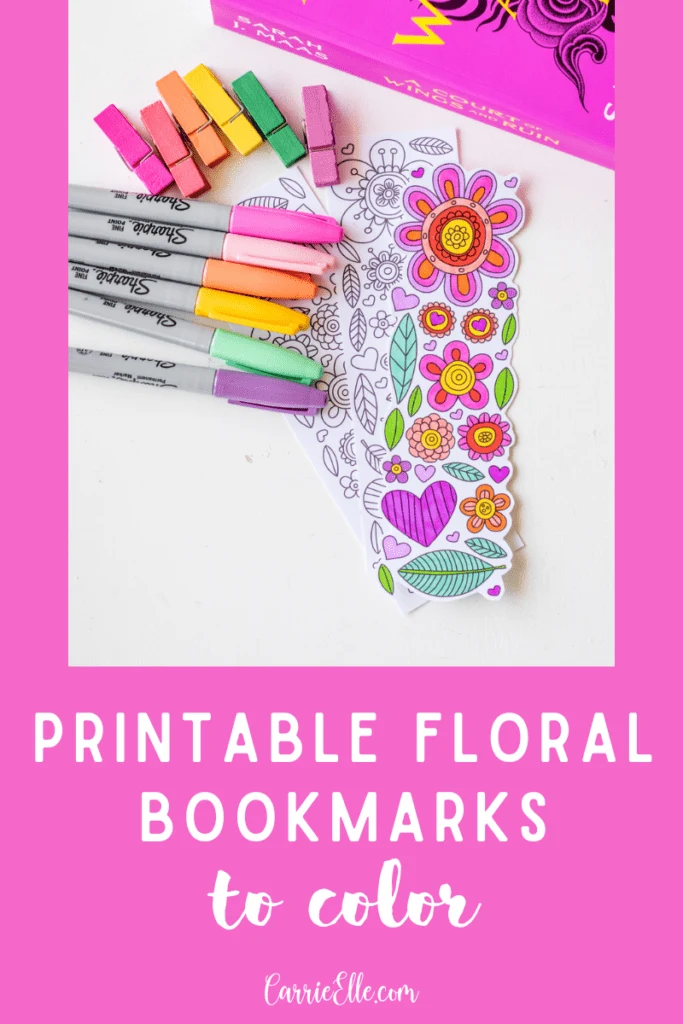 Printable floral bookmarks to color