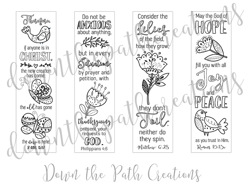 Coloring bible bookmarks printable â down the path creations