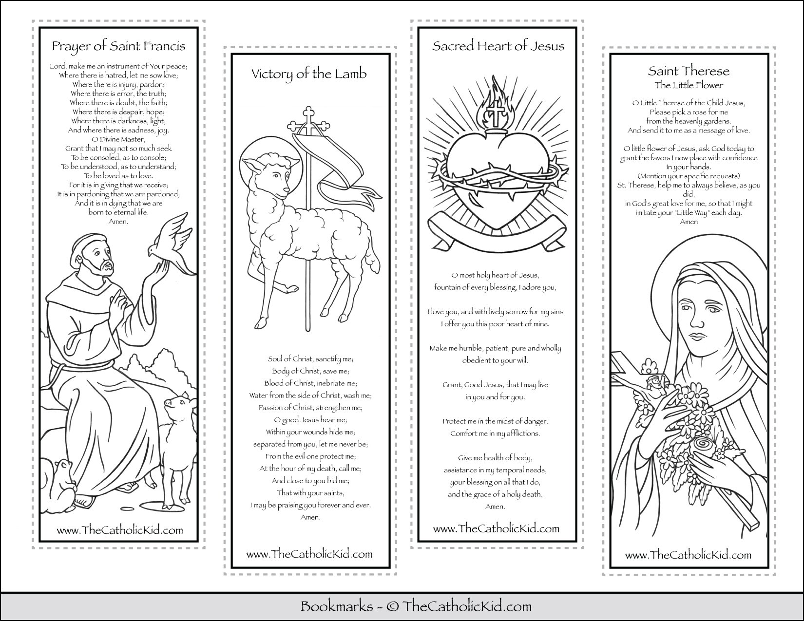 Printable catholic bookmarks coloring pages