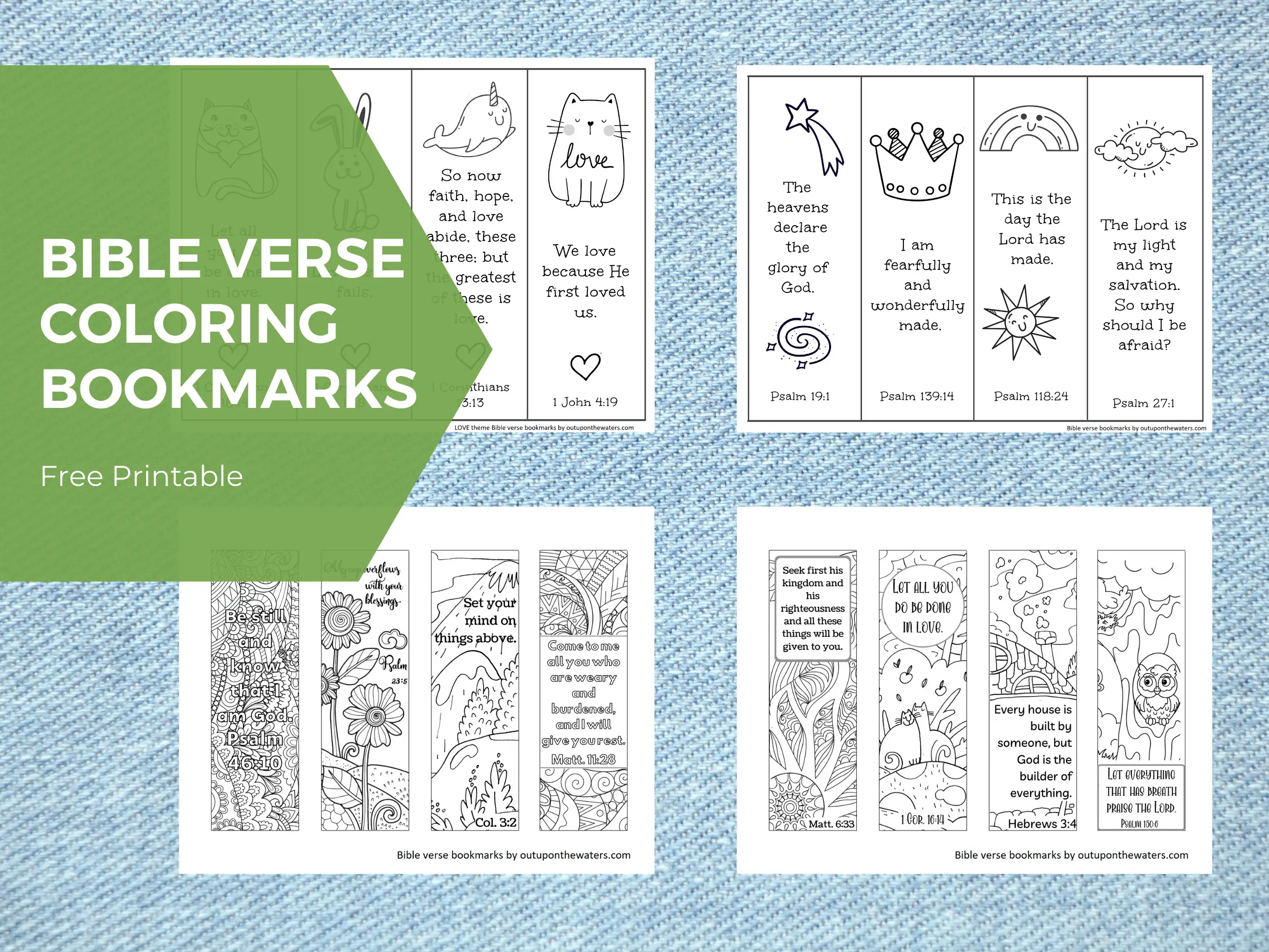 Free printable bible verse bookmarks to color