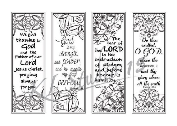 Bible verse coloring bookmarks instant download