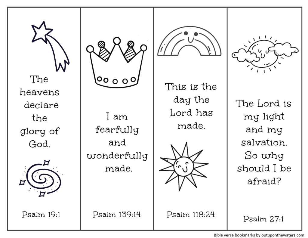 Free printable bible verse bookmarks to color