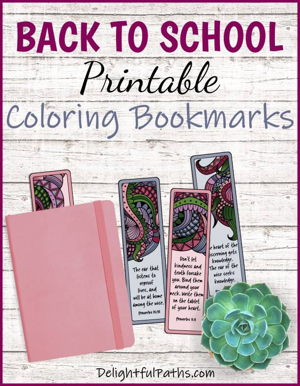 Back to school printable coloring bookmarks