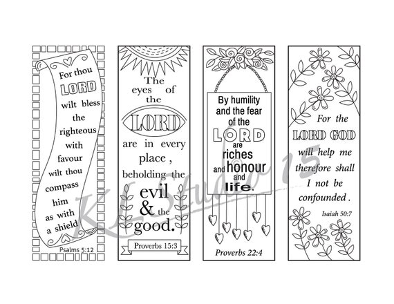 Bible verse coloring bookmarks instant download