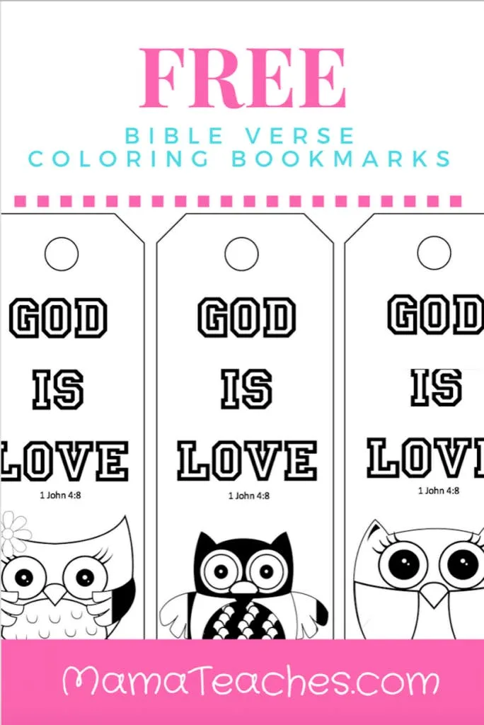 Free printable god is love coloring bookmarks for kids