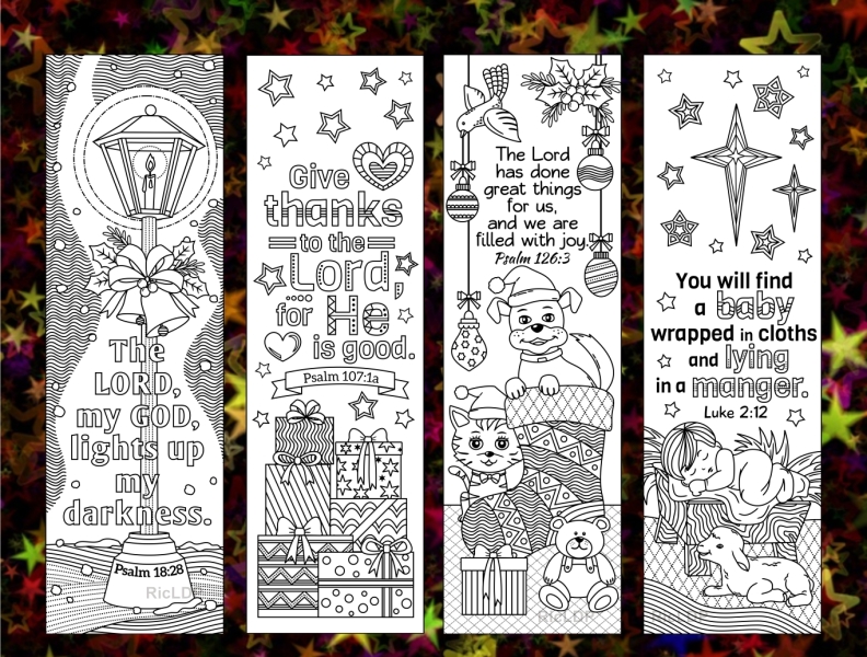 Christmas coloring bookmarks with bible verses by eric dela paz on