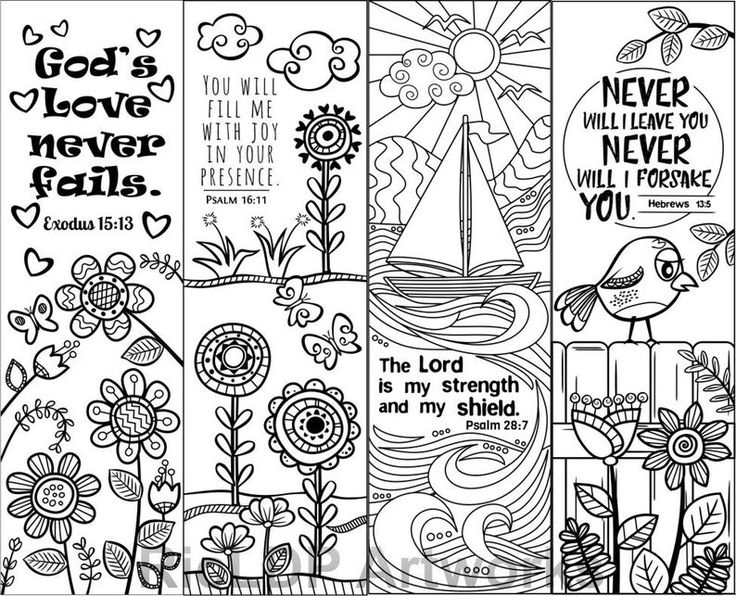 Bible verse coloring bookmarks for kids scripture markers for sunday school cute art doodles digital download