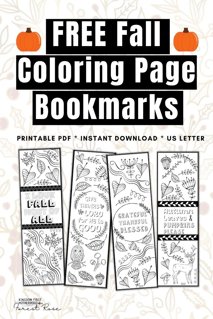 Fun fall coloring page bookmarks