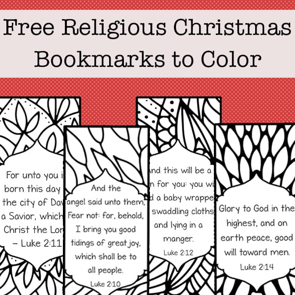 Free printable religious christmas bookmarks to color for kids and adults