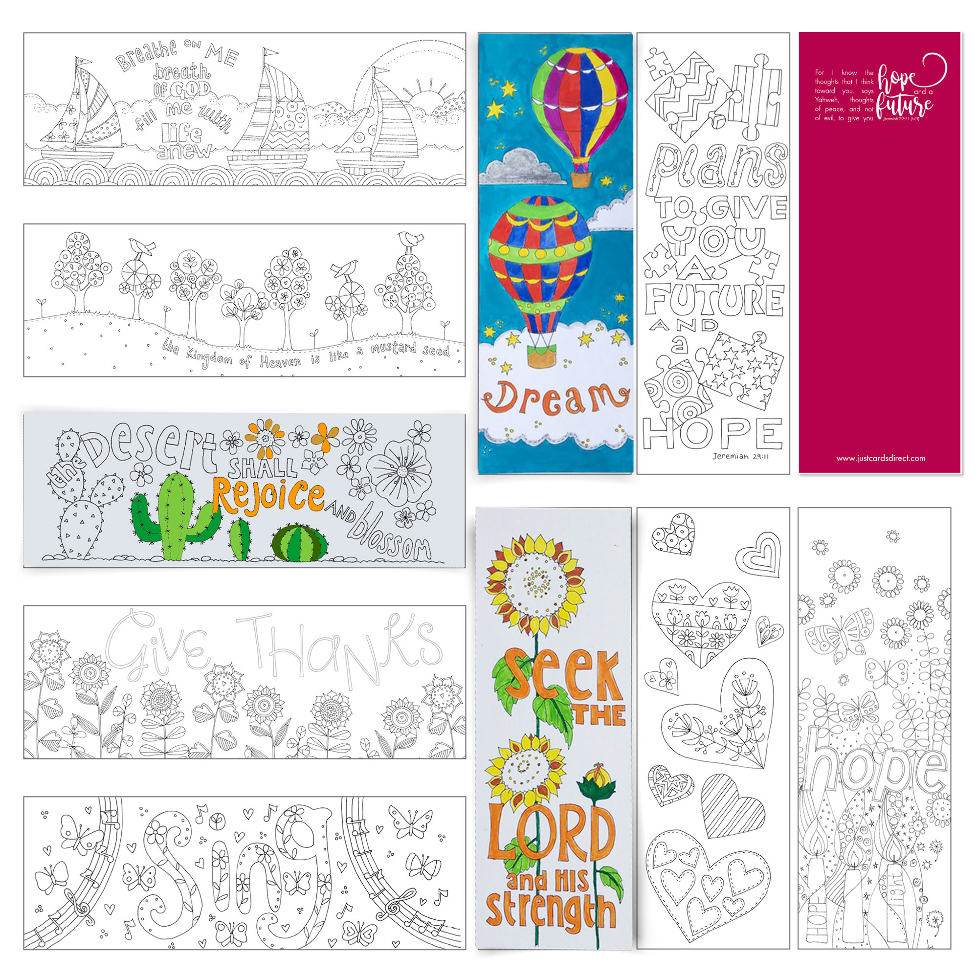 Images of hope colouring bookmarks