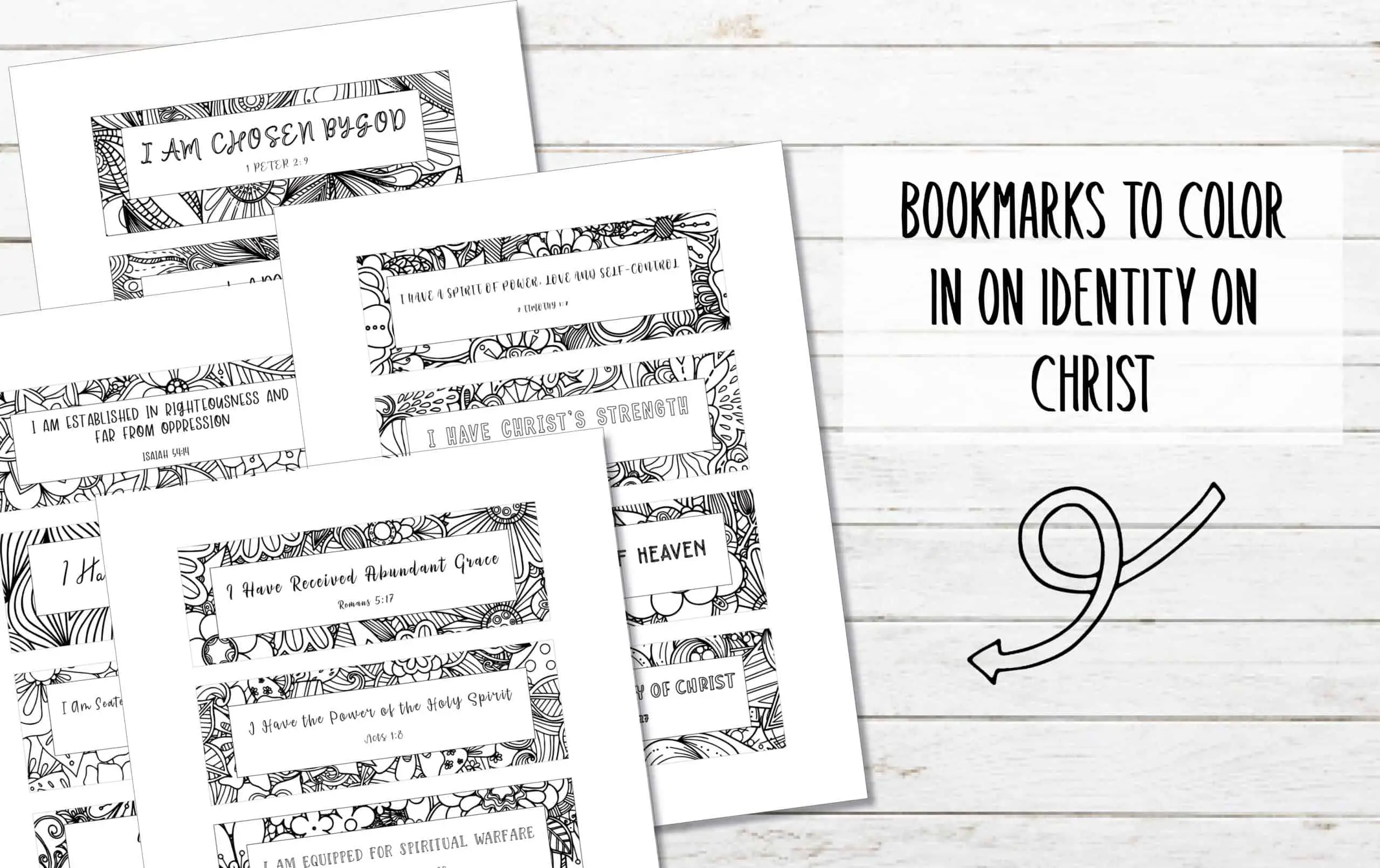 Printable bookmarks to color on your identity in christ