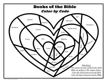 Free books of the bible color by code coloring page tpt