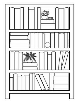 Bookshelf coloring page by artclasswithkeri tpt